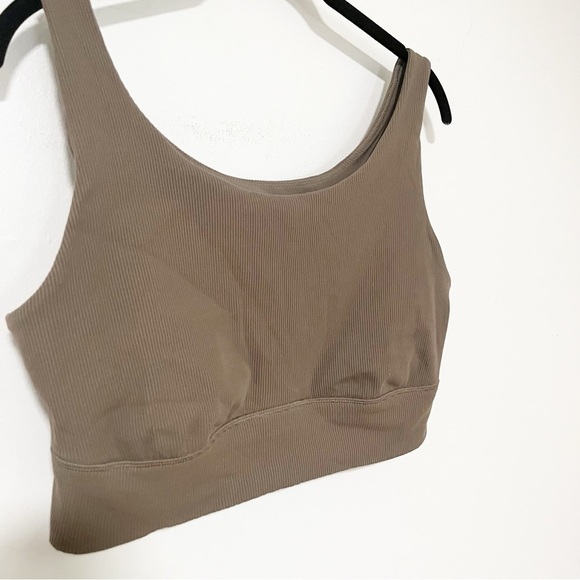 Aerie Green Brown Ribbed Tank Top Sports Bra Unlined XXL - Picture 3 of 5